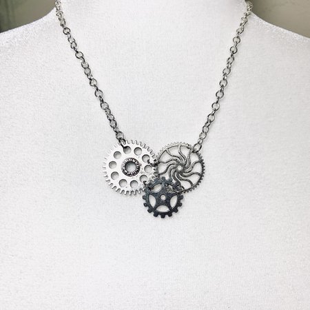 Steampunk Gears Necklace Handmade