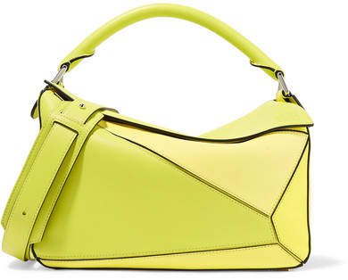 Puzzle Small Color-block Textured-leather Shoulder Bag - Yellow
