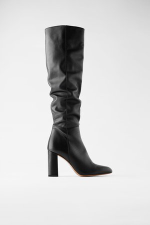 HIGH LEG LEATHER HEELED BOOTS - BEST SELLERS-WOMAN | ZARA United States black