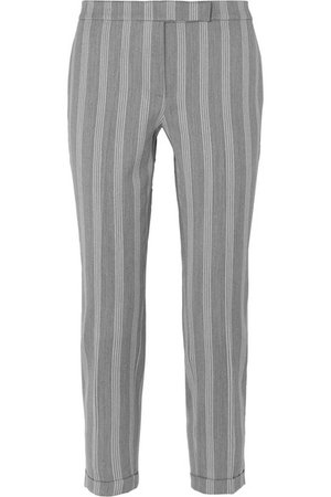 Thom Browne | Cropped striped wool and cotton-blend slim-leg pants | NET-A-PORTER.COM