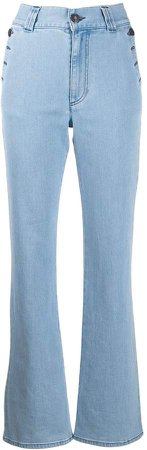 side button flared jeans