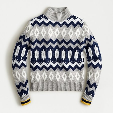 J.Crew: Fair Isle Mockneck Sweater In Supersoft Yarn grey