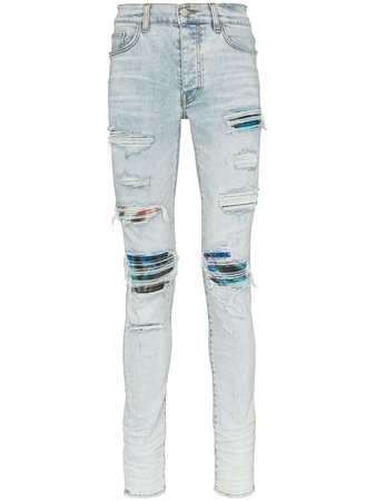 Amiri Mx1 Skinny Distressed Jeans Y0M01399SD Blue | Farfetch