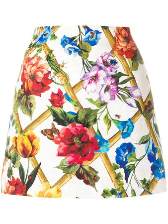 Dolce & Gabbana Floral Print Brocade Mini Skirt