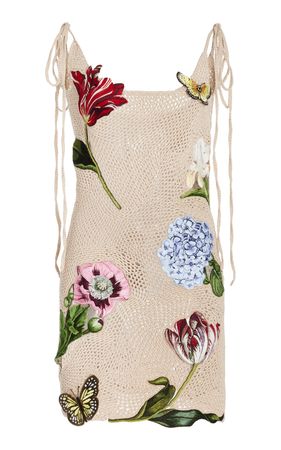 Tulip-Embroidered Crochet-Knit Dress By Oscar De La Renta | Moda Operandi