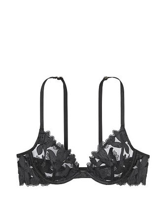 Victoria's Secret Black Mini Floral Lined Demi Everyday Bra Size 38 F / DDD  - $25 (57% Off Retail) - From maddie