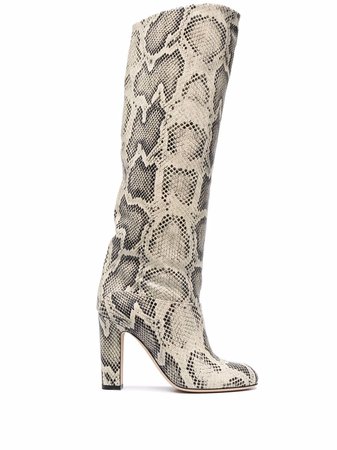 Shop Paris Texas knee-high python-print boots with Express Delivery - FARFETCH