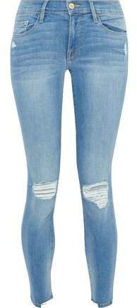 Le Skinny De Jeanne Cropped Distressed Low-rise Skinny Jeans