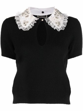 Elisabetta Franchi contrast-collar knitted top