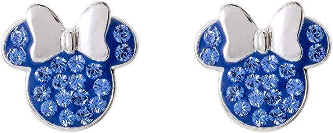 Amazon.com: Disney Minnie Mouse Birthstone Sterling Silver Pave Crystal Stud Earrings, August: Clothing, Shoes & Jewelry