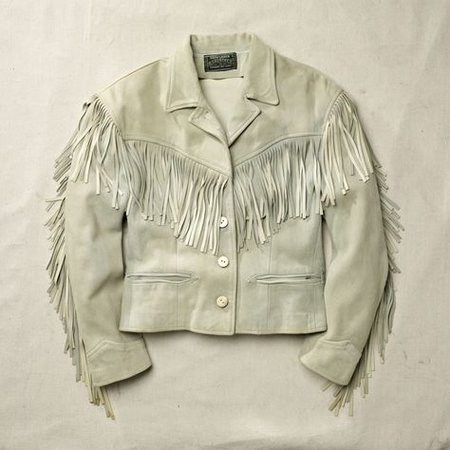 Ralph Lauren Cream White leather vintage fringe jacket