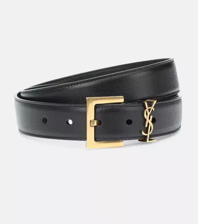 Cassandre Leather Belt in Black - Saint Laurent | Mytheresa