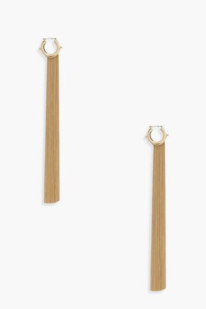 Hoop Extra Long Chain Tassel Earrings | Boohoo