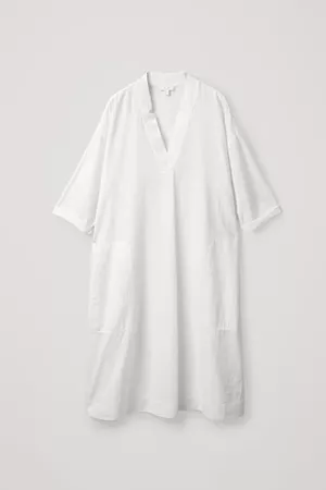VOLUMINOUS COTTON SHIRT DRESS - White - Dresses - COS