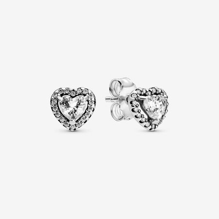 Elevated Heart Stud Earrings | Silver | Pandora Canada