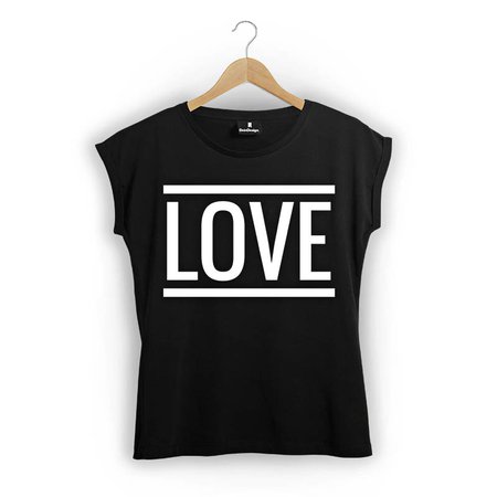 LOVE - weisser Druck für T-Shirts Frauen (schwarz) für M von DeinDesign™