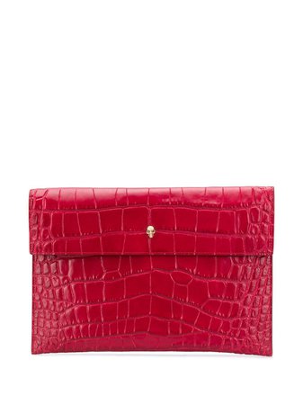 Shop Alexander McQueen crocodile-effect skull clutch bag with Express Delivery - FARFETCH