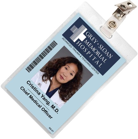Grey's Anatomy CRISTINA YANG Sloan Memorial Hospital ID | Etsy