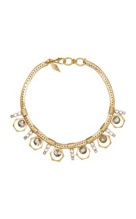 18K Gold-Plated Bolt And Stacked Crystal Necklace by Nicole Romano | Moda Operandi