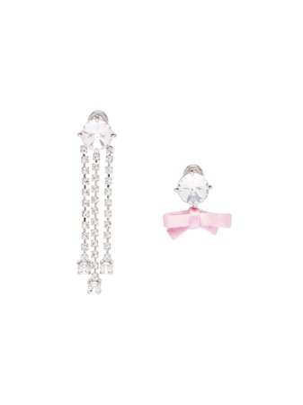 Miu Miu Asymmetric Crystal Bow Earrings - Farfetch
