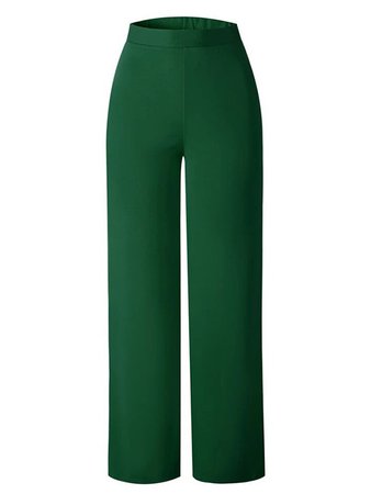 Green Pleated High Waisted Fashion Long Pants - Pants - Bottoms