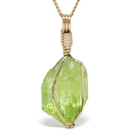 Lime Green Gemstone Crystal Pendant Necklace
