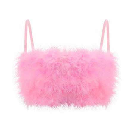 Pink fur crop top