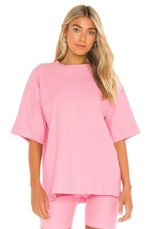 ZULU & ZEPHYR Classic Ribbed Tee in Hot Pink | REVOLVE