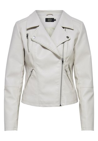 Only Miley Faux Leather Biker Jacket, Cream | McElhinneys