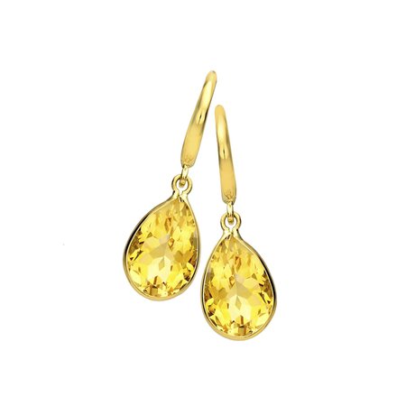 Kiki Classic Citrine Pear Drop Earrings Yellow Gold