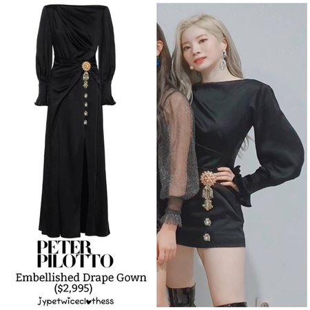 Twice's Fashion on Instagram: “DAHYUN SBS INKIGAYO PETER PILOTTO- Embellished Drape Gown ($2,995) #twicefashion #twicestyle #twice #nayeon #jeongyeon #jihyo #momo #mina…”