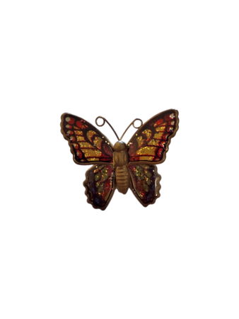 bronze and colorful butterfly pin
