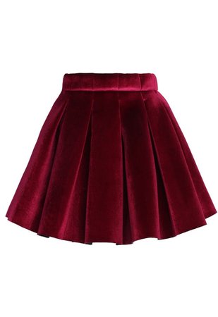 Chicwish Red Velvet Skater Mini Skirt