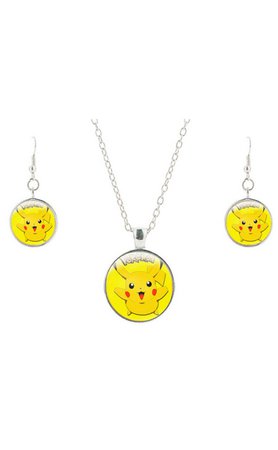 pikachu earrings and necklacd