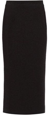 Wool Blend Boucle Pencil Skirt - Womens - Black