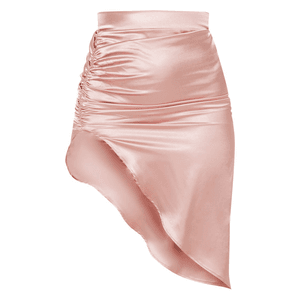 Blush Satin Asymmetric Midi Skirt | Skirts | PrettyLittleThing