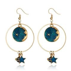 MOON STAR AROUND THE EARTH HOLLOW EARRINGS(2 pairs) – dog dog