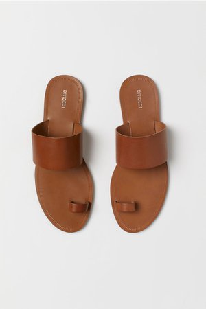 Кожаные сандалии - Коричневый - | H&M RU
