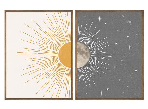 PRINTED Sun Moon Stars Boho Wall Art Print 12x16 Inches Set of - Etsy