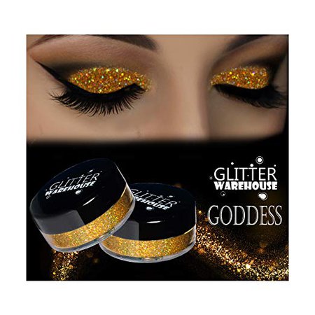 Amazon.com : GlitterWarehouse Goddess Holographic Gold Loose Glitter Powder for Eyeshadow, Makeup, Nail Art, Body Tattoo : Beauty