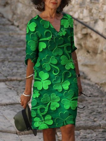 Green St Patrick's Day Printed Dress – corsicos