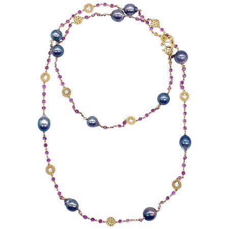 Coomi South Sea Pearl, Pink Sapphire and Diamond Necklace For Sale at 1stDibs