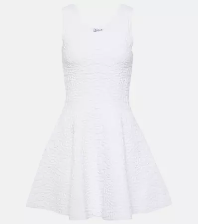 Croc Effect Knitted Minidress in White - Alaia | Mytheresa
