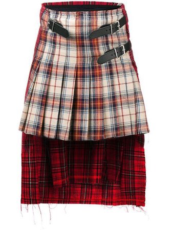 R13 Asymmetric Tartan Skirt