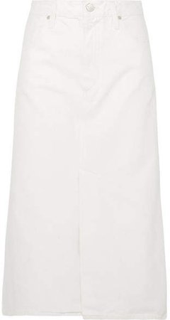 The A Denim Midi Skirt - White