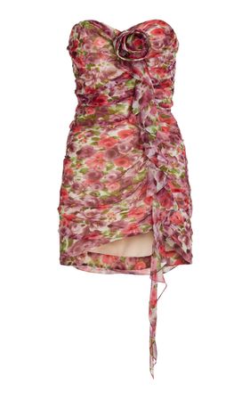 Floral Silk-Georgette Bustier Mini Dress By Alessandra Rich | Moda Operandi