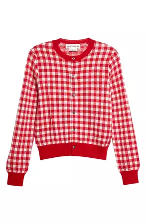 Comme des Garçons Girl Gingham Check Jacquard Short Sleeve Wool Sweater | Nordstrom