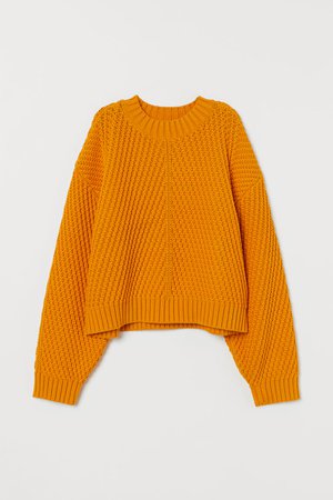 Textured-knit Sweater - Orange - Ladies | H&M US