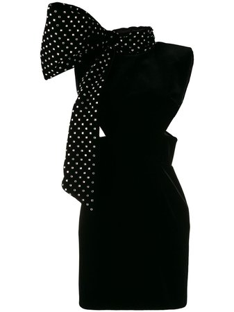 Saint Laurent Crystal-Embellished Bow Short Dress | Farfetch.com