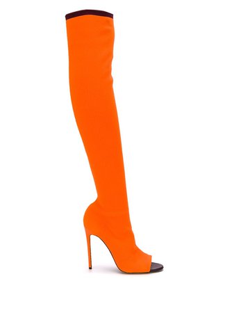 Victoria Beckham Jasmin 115Mm Knitted Open Toe Boots 1120SSO000869B Orange | Farfetch